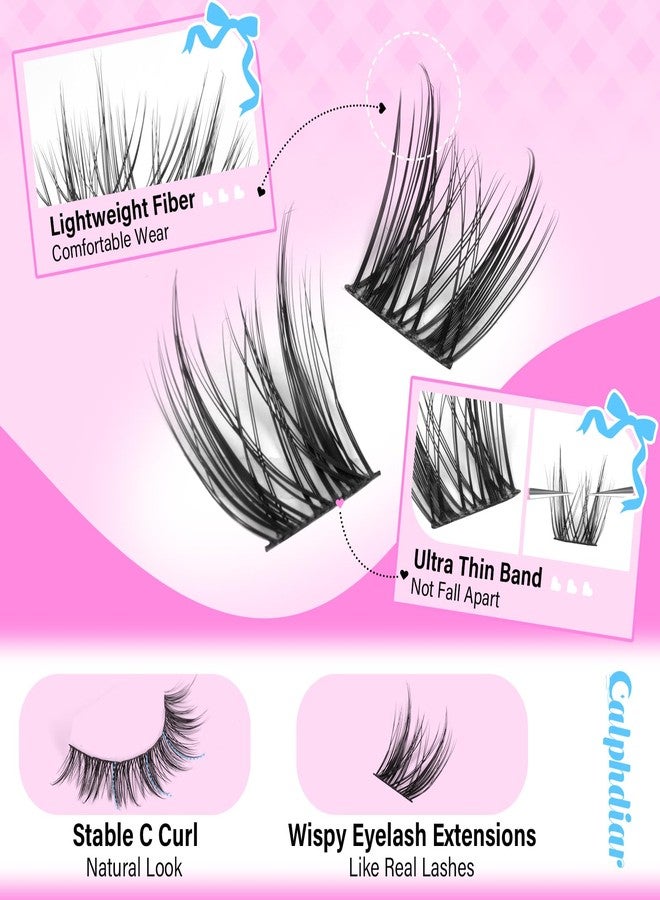 calphdiar calphdair Natural Lash Clusters with Bottom Lashes DIY Wispy Cluster Eyelash Extensions C-curly Individual Lashes 11-13mm Short Eyelash Clusters Manga Cluster Lashes with Bottom Lash Extension 164pcs - Image 4